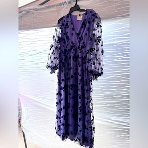 Elegant Purple Floral Dress L